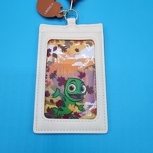 Loungefly Disney Tangled Pascal Autumn Paint Leaf Retractable Lanyard ID Holder - Picture 7 of 10